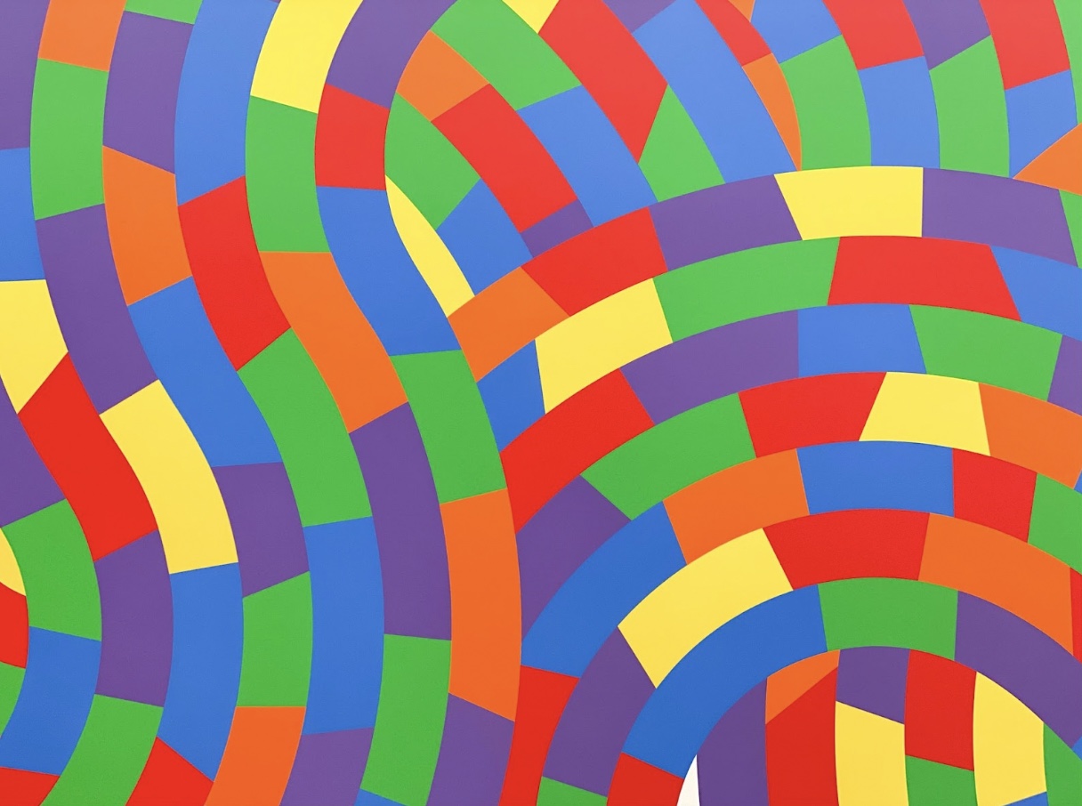 A multi-colored wavy abstract art image
